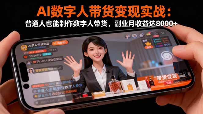 （16377期）AI数字人带货变现实战：普通人也能制作数字人带货，副业月收益达8000+-讯领网创