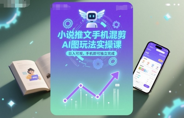 小说推文手机混剪AI图玩法实操课，日入可观，手机即可独立完成-讯领网创