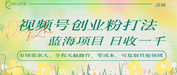 视频号创业粉打法，日入1k，蓝海项目，市场需求大，全程无脑操作，可复制-讯领网创