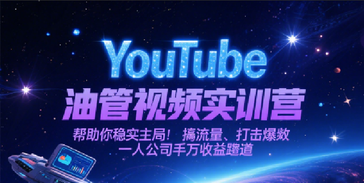 YouTube油管视频实训营，帮助你稳入局、搞流量、打爆款，一人公司千万收益赛道-讯领网创