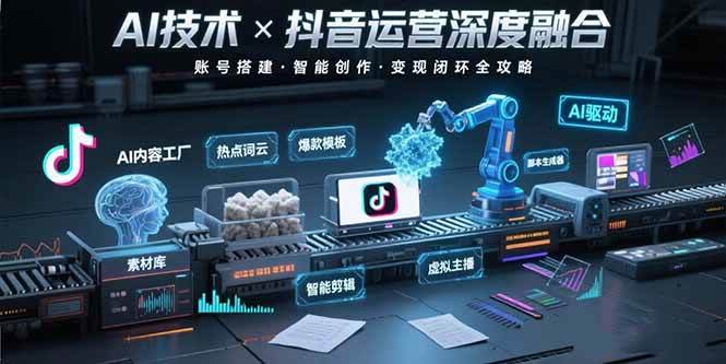 （15630期）AI技术与抖音运营的深度融合应用：涵盖账号搭建、内容创作、收益变现等-讯领网创