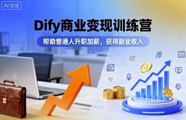 Dify商业变现训练营，帮助普通人升职加薪，获得副业收入-讯领网创