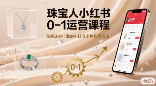 珠宝人小红书0-1运营课程，掌握珠宝行业的小红书多种账号玩法-讯领网创
