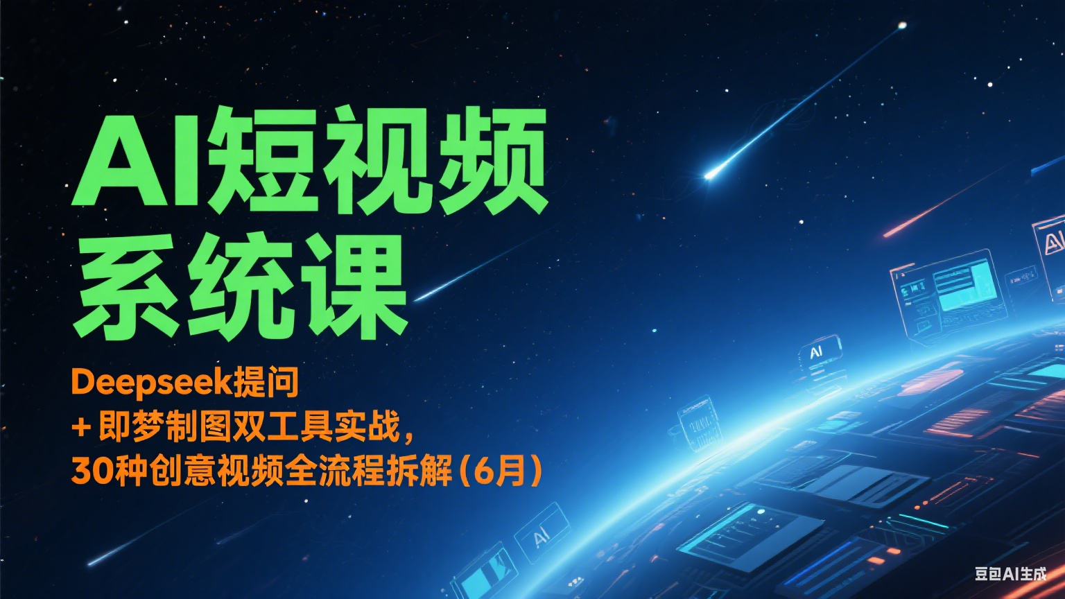AI短视频系统课：Deepseek提问 + 即梦制图双工具实战，30种创意视频全流程拆解(6月)-讯领网创