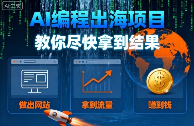 AI编程出海项目，教你尽快拿到结果-做出网站、拿到流量、賺到钱-讯领网创