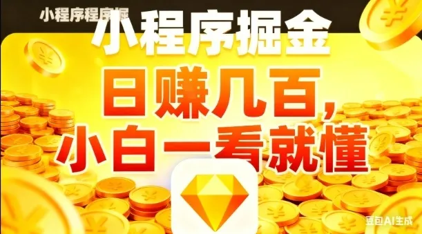 微信小程序掘金项目，日入几张，项目简单，小白一看就懂，5分钟就能学会上手操作【揭秘】-讯领网创