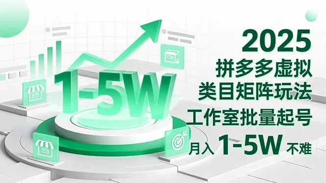 2025 拼多多虚拟类目矩阵玩法，工作室批量起号，月入 1-5W 不难-讯领网创
