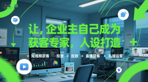 让企业主自己成为获客专家，人设打造+短视频获客+投放+直播获客+私域运营-讯领网创