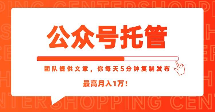 （15109期）【公众号托管 】我提供文章，你每天５分钟复制发布，最高月入1W-讯领网创