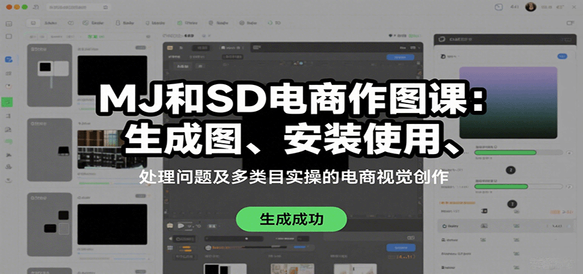 MJ和SD电商作图课：生成图、安装使用、处理问题及多类目实操的电商视觉创作-讯领网创