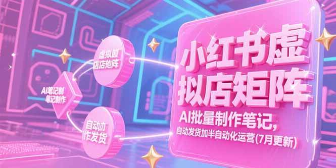 （15302期）小红书虚拟店矩阵，AI批量制作笔记，自动发货加半自动化运营(7月更新)-讯领网创
