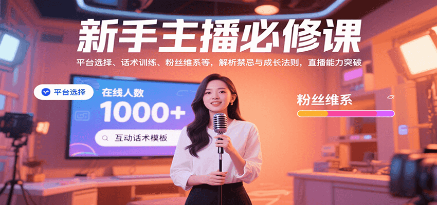 新手主播必修课：平台选择、话术训练、粉丝维系等，解析禁忌与成长法则，突破直播能力-讯领网创