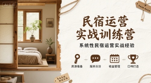 民宿运营实战训练营，系统性民宿运营实战经验-讯领网创