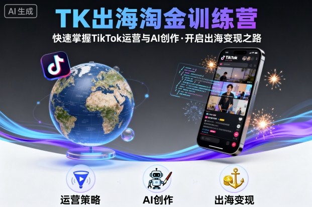 TK出海淘金训练营，助你快速掌握TikTok运营与AI创作，开启出海变现之路-讯领网创