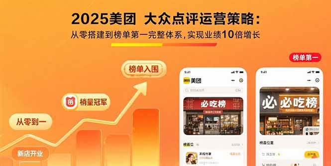 （15602期）2025美团 大众点评运营策略:从零搭建到榜单第一完整体系,实现业绩10倍增长-讯领网创