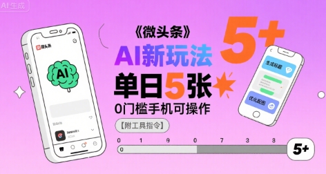 微头条AI新玩法，小白单日5张+，0门槛手机可操作【附工具指令】-讯领网创