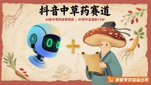 抖音中草药赛道，用AI做中草药故事视频，45条作品涨粉13W，橱窗带货猛猛出单-讯领网创