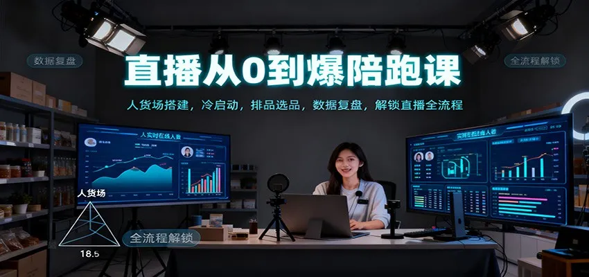 直播从0到爆陪跑课：人货场搭建，冷启动，排品选品，数据复盘，解锁直播全流程-讯领网创