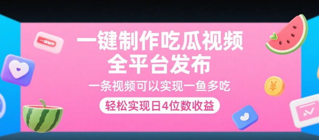 一键制作吃瓜视频，全平台发布，一条视频可以实现一鱼多吃，轻松实现日4位数收益【揭秘】-讯领网创