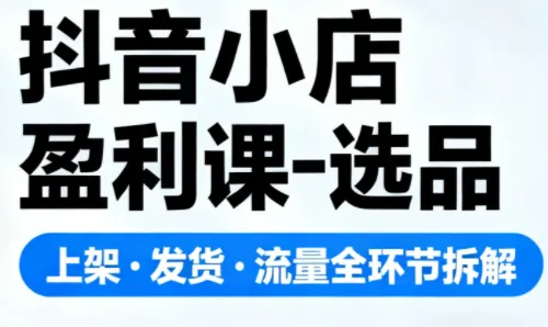 抖音小店盈利课-选品·上架·发货·流量全环节拆解-讯领网创