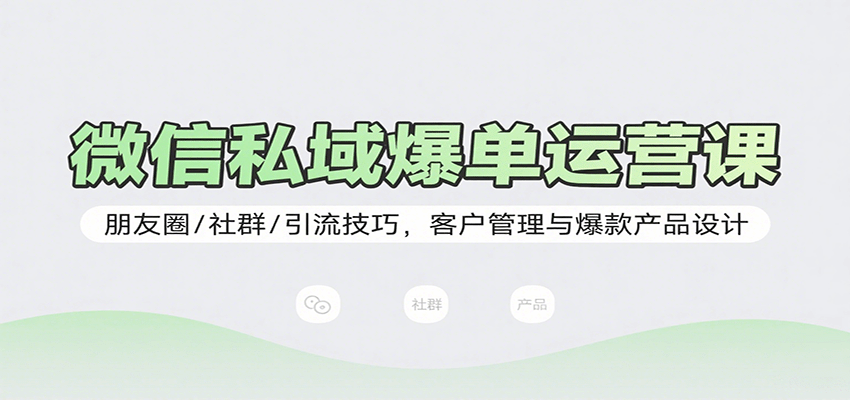 微信私域爆单运营课：朋友圈/社群/引流技巧，客户管理与爆款产品设计-讯领网创