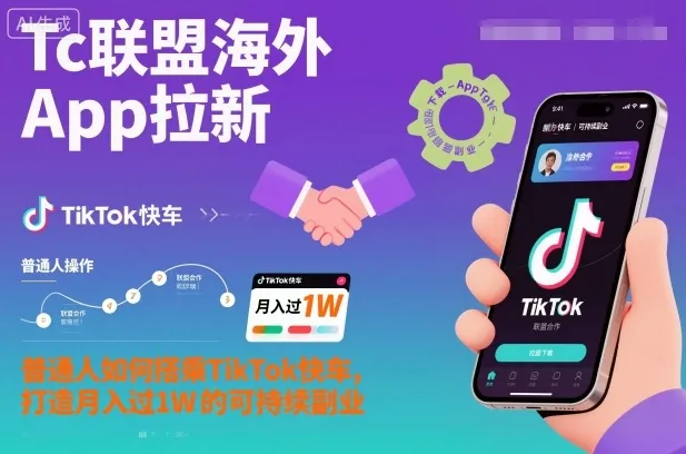 Tc联盟海外App拉新：普通人如何搭乘TikTok快车，打造月入过1W的可持续副业-讯领网创