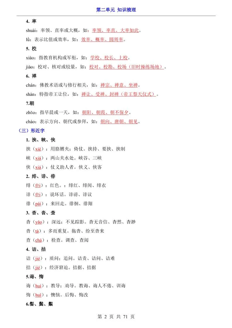 八年级上语文第2单元（知识梳理）-知识点