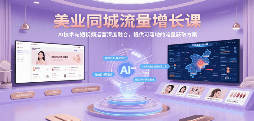 美业同城流量增长课，AI技术与短视频运营深度融合，提供可落地的流量获取方案-讯领网创