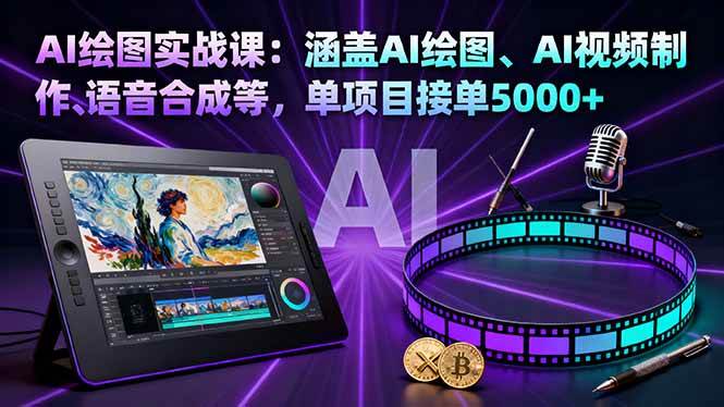 （16304期）AI绘图实战课：涵盖AI绘图、AI视频制作、语音合成等，单项目接单5000+-讯领网创