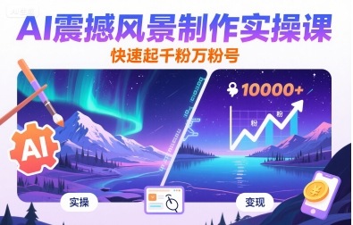 AI震撼风景制作实操课，快速起千粉万粉号-讯领网创