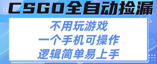 CSGO自动捡漏项目，最新独家玩法，不用挂G不用玩游戏，一个手机即可操作，新手小白轻松月入1W+【揭秘】-讯领网创