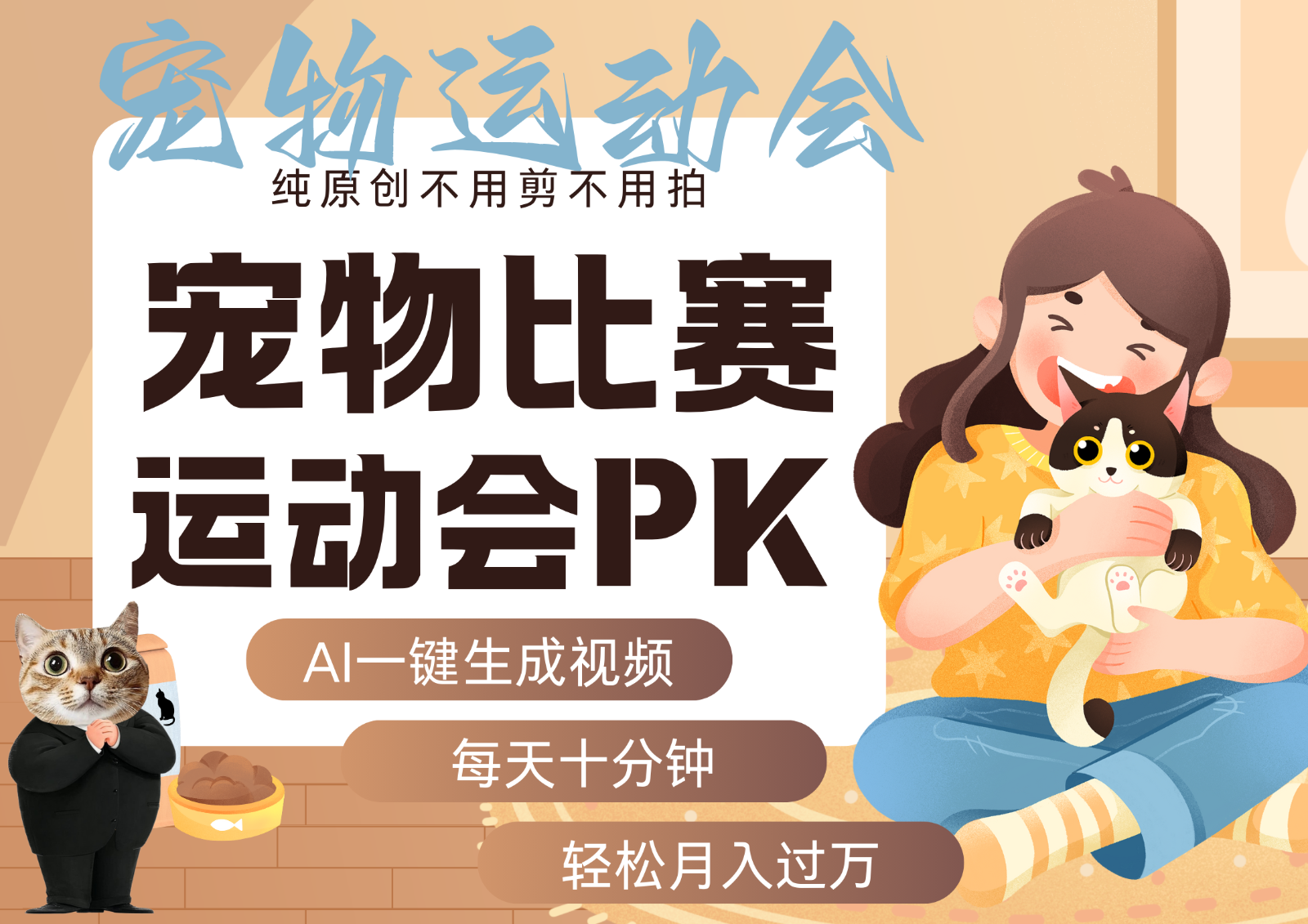 AI萌宠运动员跳水 射击 篮球 足球比赛 每天十分钟 附详细提示词文案库 代替做…-讯领网创