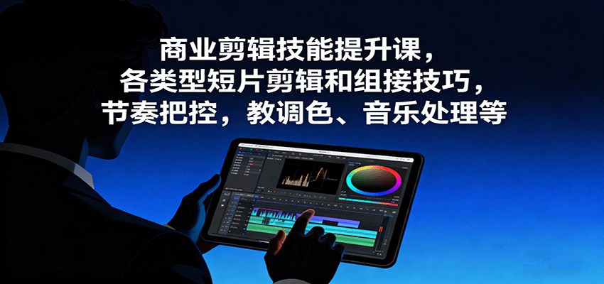 商业剪辑技能提升课，各类型短片剪辑和组接技巧，节奏把控，教调色、音乐处理等-讯领网创
