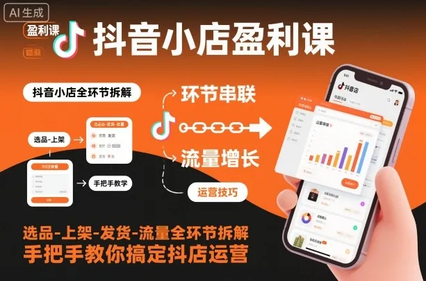 抖音小店盈利课-选品-上架-发货-流量全环节拆解，手把手教你搞定抖店运营-讯领网创
