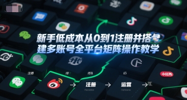 新手低成本从0到1注册并搭建多账号全平台矩阵操作教学，手机号-邮箱-IP-工具-讯领网创