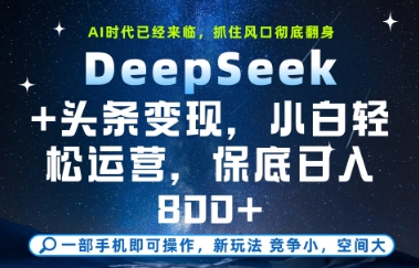 DeepSeek+头条变现，保姆级教学，小白轻松上手，日入8张+【揭秘】-讯领网创