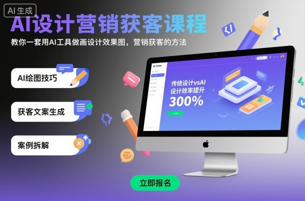 AI设计营销获客课程，教你一套用AI工具做画设计效果图，营销获客的方法-讯领网创