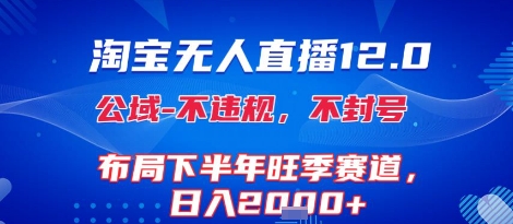 淘宝无人直播12.0，不封号，不违规，布局下半年旺季赛道，日入1k+(独家技术)【揭秘】-讯领网创