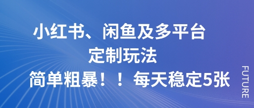 小红书、闲鱼及多平台定制玩法简单粗暴！每天稳定5张-讯领网创
