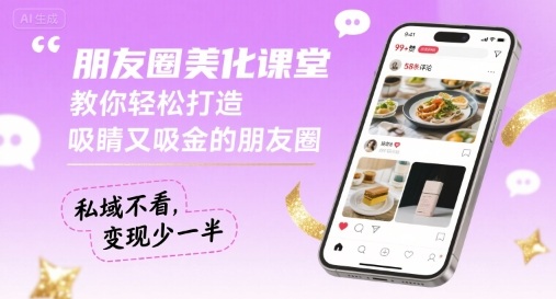 朋友圈美化课堂，教你轻松打造，吸睛又吸金的朋友圈，私域不看，变现少一半-讯领网创