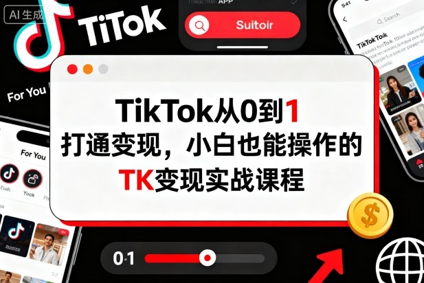 TikTok从0到1打通变现，小白也能操作的TK变现实战课程-讯领网创