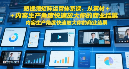 短视频矩阵运营体系课，从素材+内容生产角度快速放大你的商业结果-讯领网创