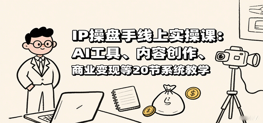 IP操盘手线上实操课：AI工具、内容创作、商业变现等20节系统教学-讯领网创
