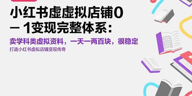 图片[1]-（15489期）小红书虚拟店铺0-1变现完整体系：卖学科类虚拟资料，一天一两百块，很稳定-讯领网创