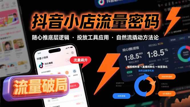 （15680期）抖音小店流量密码，随心推底层逻辑，投放工具应用，自然流撬动核心方法论-寒山客