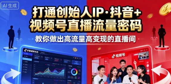 25年直播9-10两期线下课，打通创始人IP，抖音+视频号直播流量密码，教你做出高流量高变现的直播间-讯领网创