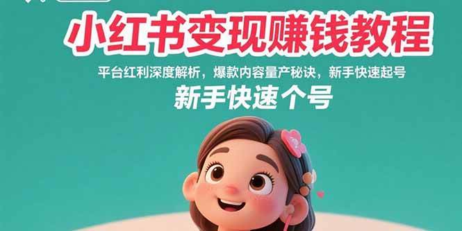 （15559期）小红书变现赚钱教程：平台红利深度解析，爆款内容量产秘诀，新手快速起号-讯领网创