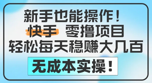 新手也能操作，快手零撸挣米，轻松每天挣2-5张，完全无成本-讯领网创