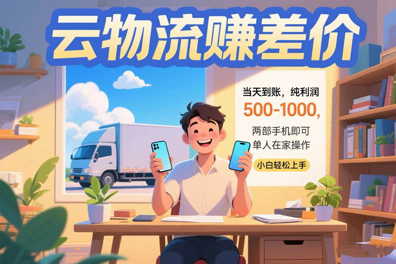 （15492期）云物流赚差价 当天到账纯利润500-1000 两部手机即可 可单人在家操作 小…-讯领网创