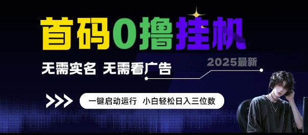 首码0撸挂G项目，无需实名无需看广告 一键启动运行，小白轻松日入三位数【揭秘】-讯领网创